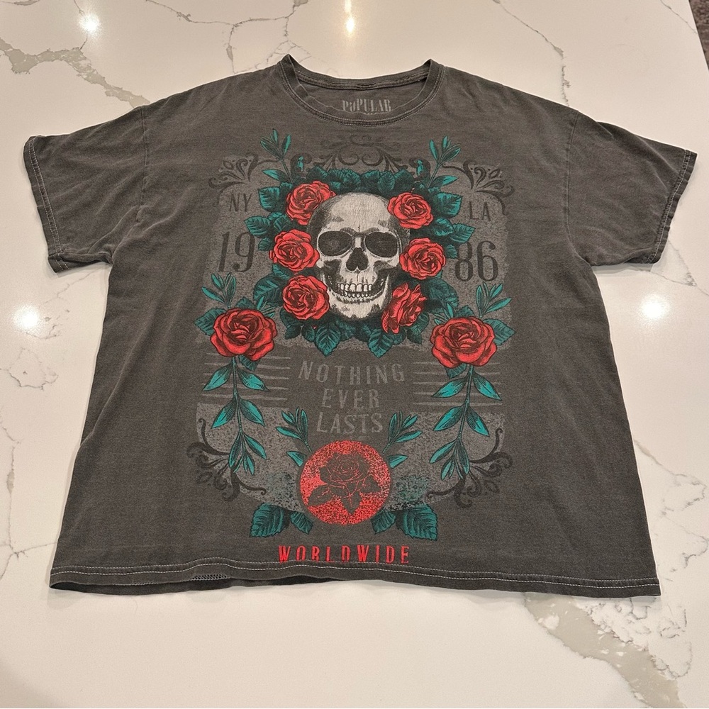 Vintage Concert T-shirt 80s Poison Nothing Ever Lasts Tour S/M Skull Roses 1986